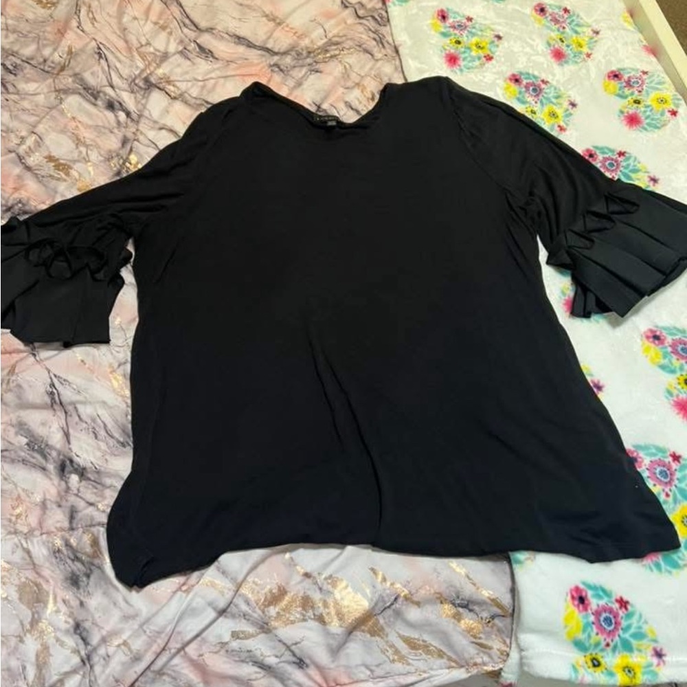 Elegant Black Ruffle Sleeve Top